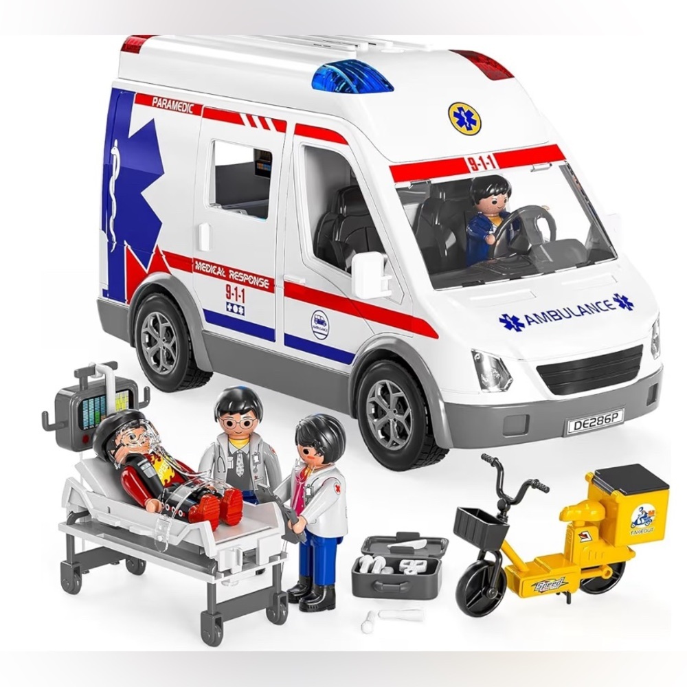TEMI Ambulance Toy Kids 3-9 Years Old -Emergency Vehicle for Boys Girls (022)